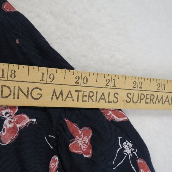 Lane Bryant Shirt Womens Sz 26 Butterfly Print Blouse Navy Blue Long Sleeve Boho - Picture 8 of 10